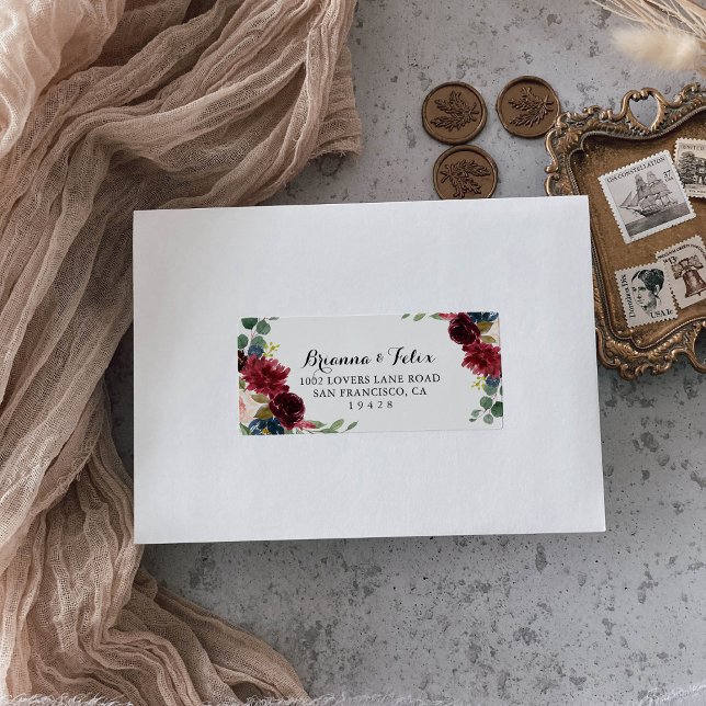 Etiqueta de dirección RSVP de boda caligráfica rús (Subido por el creador)