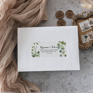 Etiqueta de dirección RSVP de boda de hojas verdes