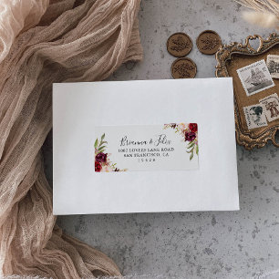 Etiqueta de dirección RSVP de boda floral de boho