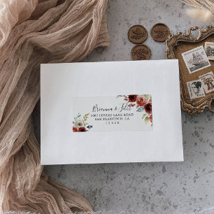Etiqueta de dirección RSVP de boda floral elegante