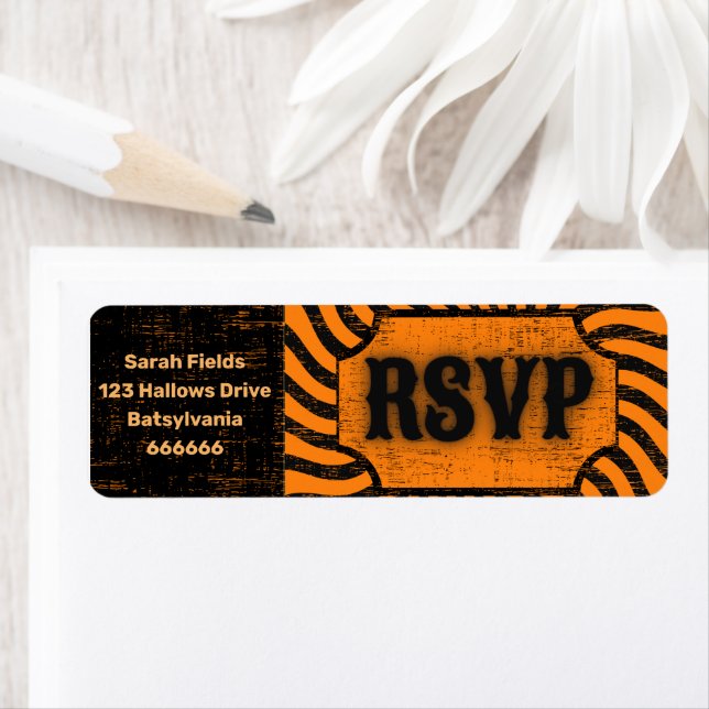 Etiqueta de dirección RSVP de Halloween con proble (In situ)