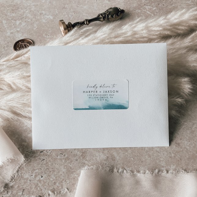 Etiqueta de dirección RSVP de la boda Verde azulad (Subido por el creador)