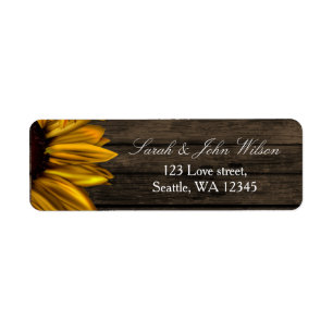 Etiqueta de dirección Rustic Country Sunflowers Ba