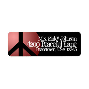 Etiqueta de dirección Signo de paz, rojo, negro, P