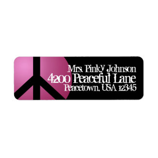 Etiqueta de dirección Signo de paz, rosa, negro, P