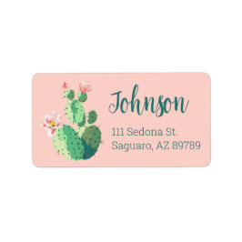 Etiqueta de dirección suroeste de cactus rosa y az