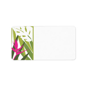 Etiqueta de dirección tropical - verde y rosa
