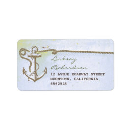 etiqueta de dirección vintage con ancla náutica