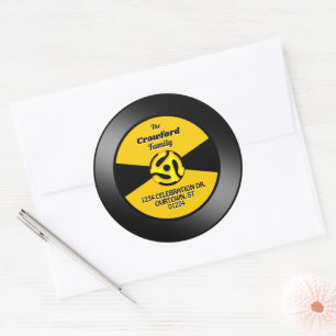Etiqueta de disco de vinilo de 45 RPM para direcci