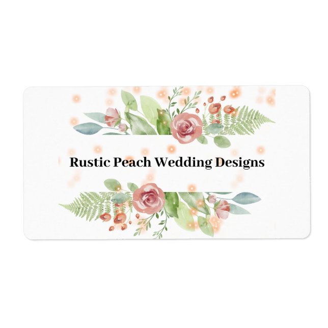 Etiqueta de diseño de Boda de melocotón rústico (Frente)