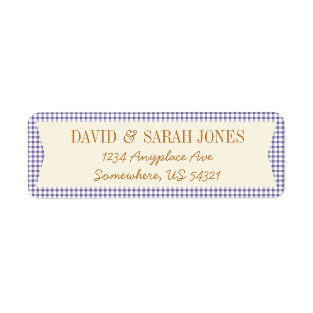 Etiqueta de diseño de trama de chapas de Gingham (Frente)