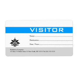 Etiqueta de distintivo de visitante azul
