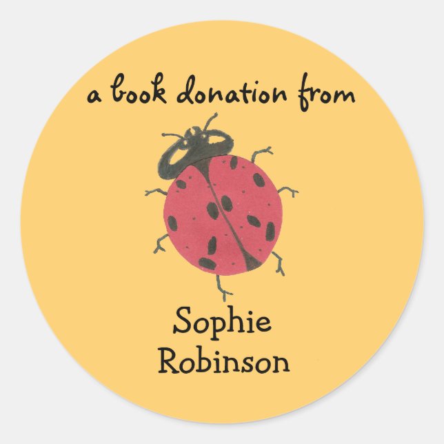Etiqueta de donación de libros - ladybug (Anverso)