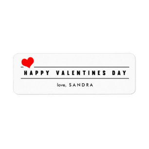 Etiqueta de El día de San Valentín de corazón rojo