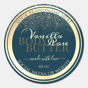 Etiqueta de embalaje de producto azul oscuro noble