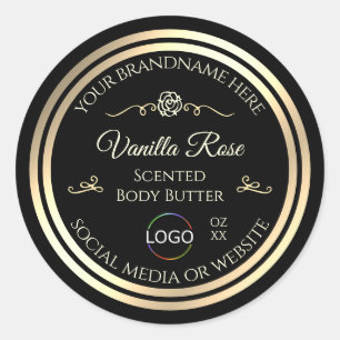 Etiqueta de embalaje de producto negro marco dorad