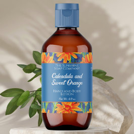 Etiqueta de empaquetado de cosméticos - Flores azu