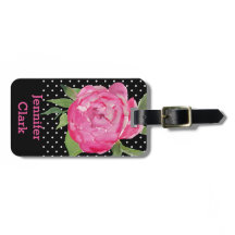 Etiqueta de encargo del equipaje del Peony rosado