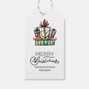 Etiqueta de encargo del navidad con los regalos de