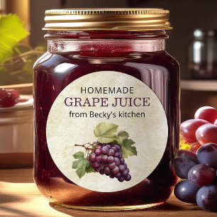 Etiqueta de enlatado casero de jugo de uva vintage