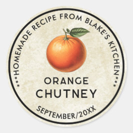 Etiqueta de enlatado de chutney de naranja estilo