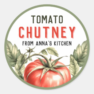 Etiqueta de enlatado de chutney de tomate acuarela
