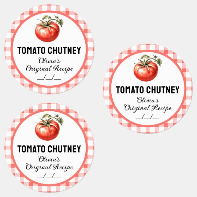 Etiqueta de enlatado de chutney de tomate con dise (Grupo)