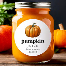 Etiqueta de enlatado de jugo de calabaza con calab