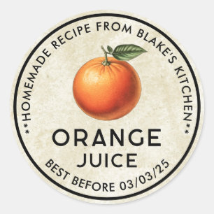 Etiqueta de enlatado de jugo de naranja casero al 