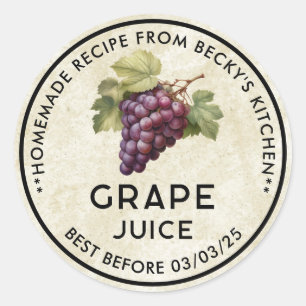 Etiqueta de enlatado de jugo de uvas tintas casera