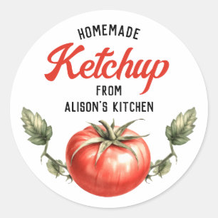 Etiqueta de enlatado de kétchup de tomate acuarela