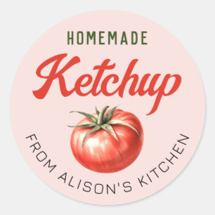 Etiqueta de enlatado de kétchup de tomate acuarela