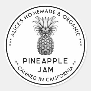 Etiqueta de enlatado de mermelada de piña en blanc