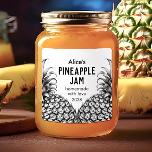 Etiqueta de enlatado de mermelada de piña en blanc
