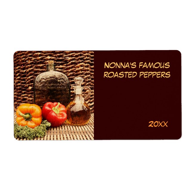 etiqueta de enlatado de pimiento asado (Frente)