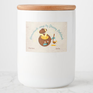 Etiqueta de envase casero con olla de sopa casera