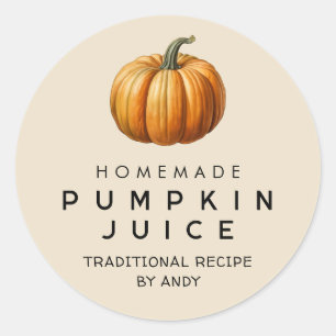 Etiqueta de envase de jugo de calabaza casera