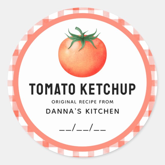Etiqueta de envase de Ketchup de tomate con diseño (Anverso)