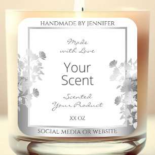 Etiqueta de envase de producto floral blanca elega