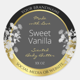 Etiqueta de envase de productos florales de oro ne