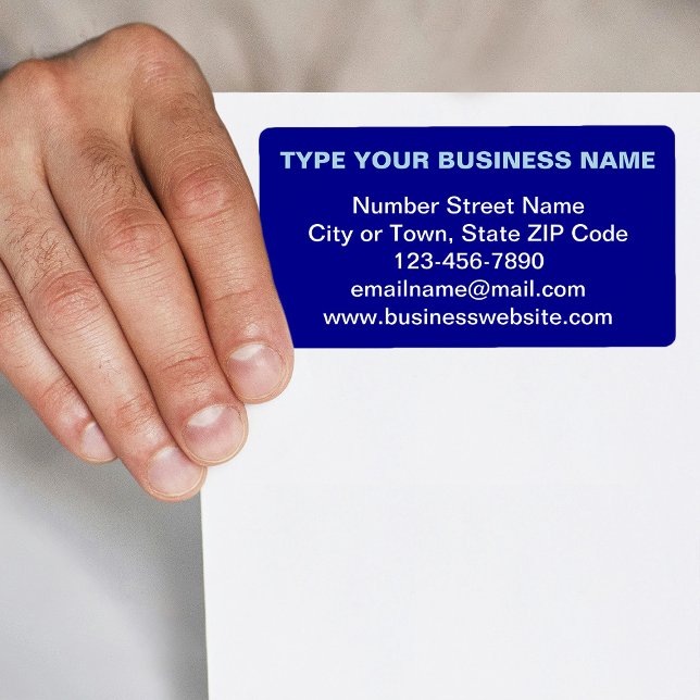 Etiqueta de Envío Azul sobre Gris Basada en Texto  (Blue shipping label with your business brand in plain text)