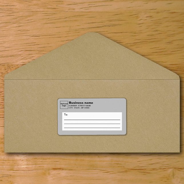 Etiqueta de envío comercial gris (Gray business shipping label on envelope)