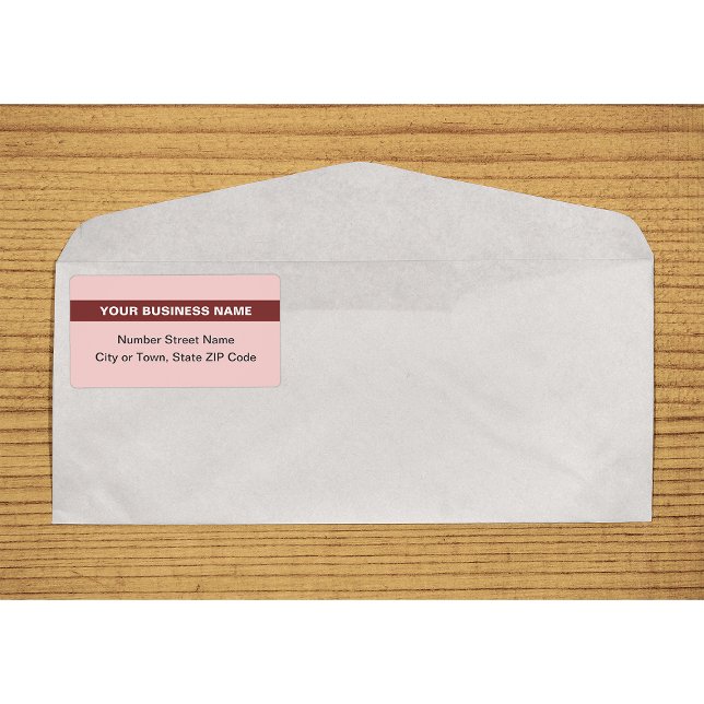 Etiqueta de Envío con Resaltado Rojo Claro Basada  (Plain text light red shipping label with your highlighted business name on envelope)