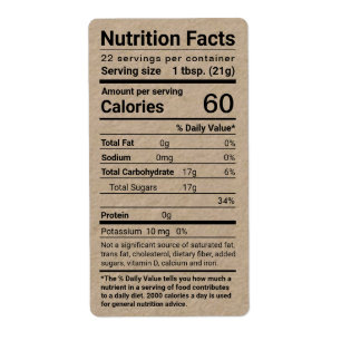 Etiqueta de envío de datos sobre la nutrición de l