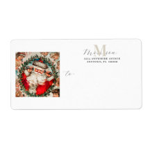 Etiqueta de envío de devolución de monograma de Pa