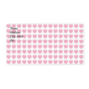 Etiqueta de envío de fondo de corazón rosado