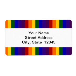 Etiqueta de envío de franjas de arco iris