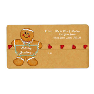 Etiqueta de envío de Gingerbread de vacaciones