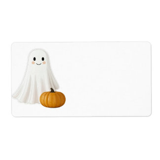 Etiqueta de envío de Halloween con cara linda