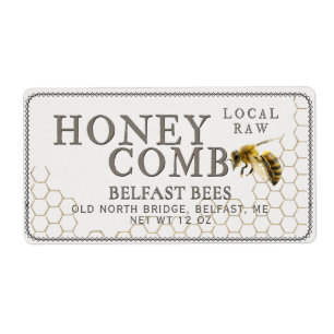 Etiqueta de envío de Honeycomb con abeja realista